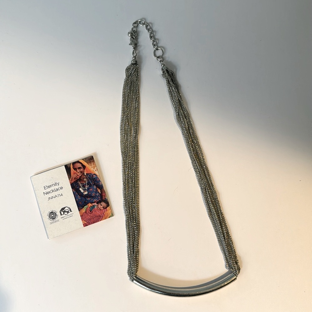 BNIB Trades of Hope Eternity Necklace silver adjustable 18” longest